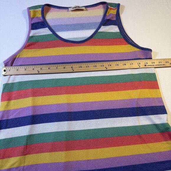 Haptics‎ Colorful Large Round Neck Striped Lightweight Knit Tank Swingy Loose - Picture 4 of 8
